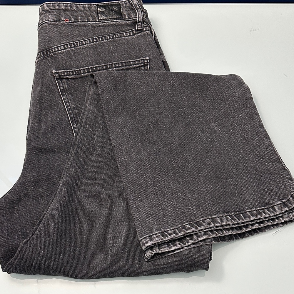 BDG Distressed Stretch High Rise Flare Black Jeans